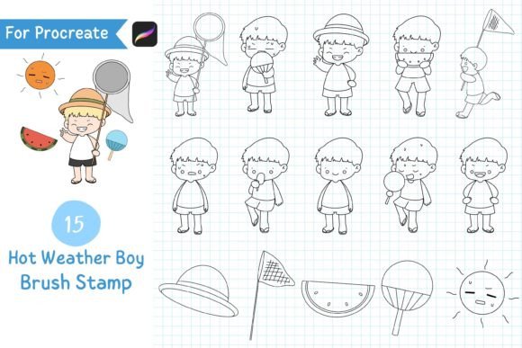 Download Procreate Brush Stamp Hot Weather Boy - Procreate brush stamp Collection