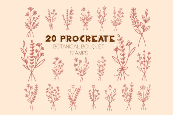 Download 20 Botanical Procreate Brush Stamps - Procreate brush stamp Collection