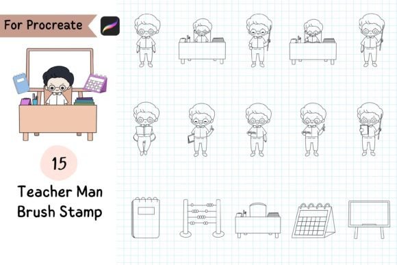Download Procreate Brush Stamp Teacher Man - Procreate brush stamp Collection