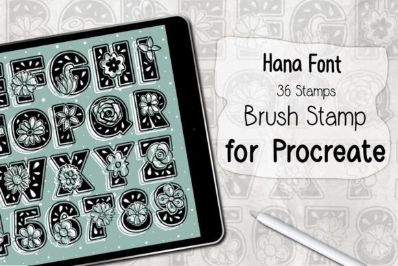 Download Hana Font‪ ‪Procreate Brush Stamp‬‬ - Procreate brush stamp Collection