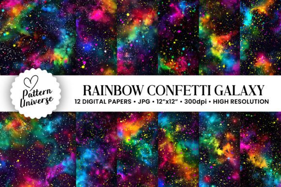 Download Rainbow Confetti Galaxy Background - Premium Bundle