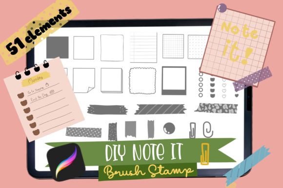 Download DIY Note Paper Procreate Brush Stamp - Procreate brush stamp Collection