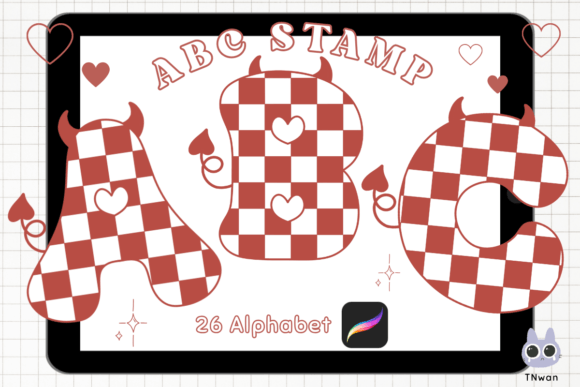 Download Y2k Alphabet Retro Procreate Brush Stamp - Procreate brush stamp Collection