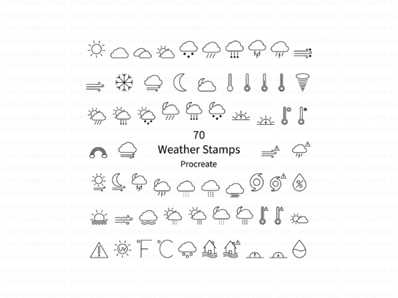 Download 70 Weather Symbol Procreate Brush Stamps - Procreate brush stamp Collection