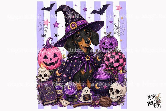 Download Witch Dachshund Halloween PNG - Dachshund Collection