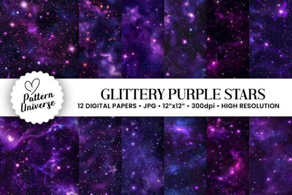 Download Glittery Purple Galaxy Stars Background - Premium Resources
