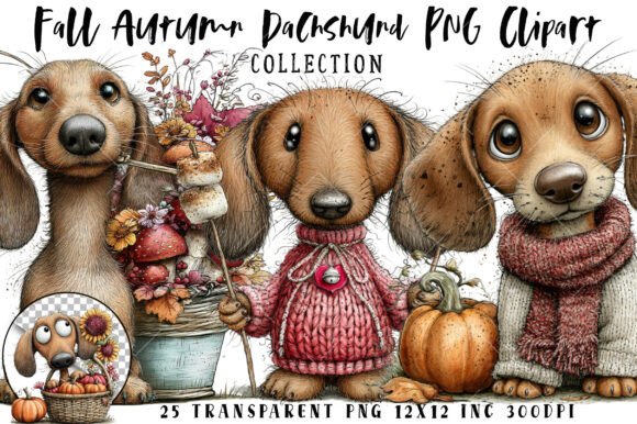 Download Fall Autumn Dachshund PNG Clipart - Dachshund Collection