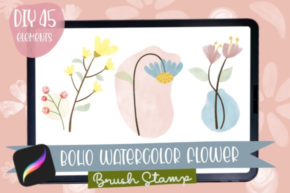 Download Procreate Brush Stamp Flower Watercolor - Procreate brush stamp Collection