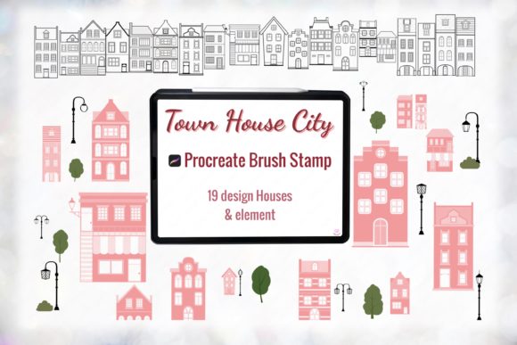 Download Town House Procreate Brush Stamp - Procreate brush stamp Collection