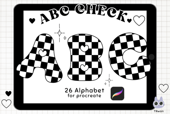 Download Checkered Alphabet Procreate Brush Stamp - Procreate brush stamp Collection