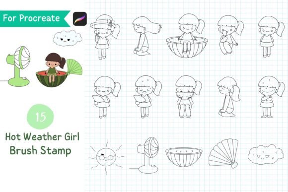 Download Procreate Brush Stamp Hot Weather Girl - Procreate brush stamp Collection