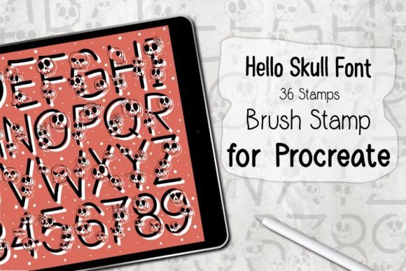 Download Hello Skull Font ‪Procreate Brush Stamp‬ - Procreate brush stamp Collection